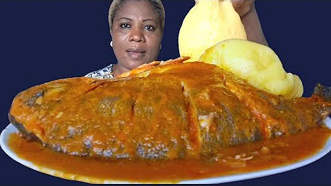Nigeria food ASMR mukbang/ fish pepper soup with fufu mukbang