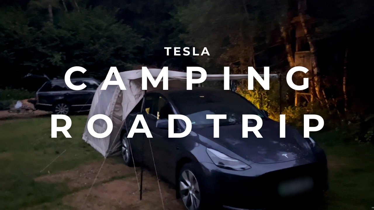 Tesla Camping Setup vs Thunderstorm | UK to Europe EV Road Trip