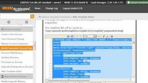 How to modify the suspend page in WHM