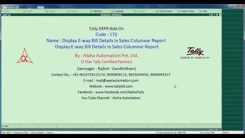 Tally Add On : Display E-way Bill Details in Sales Columnar Report in Tally.ERP9 software.