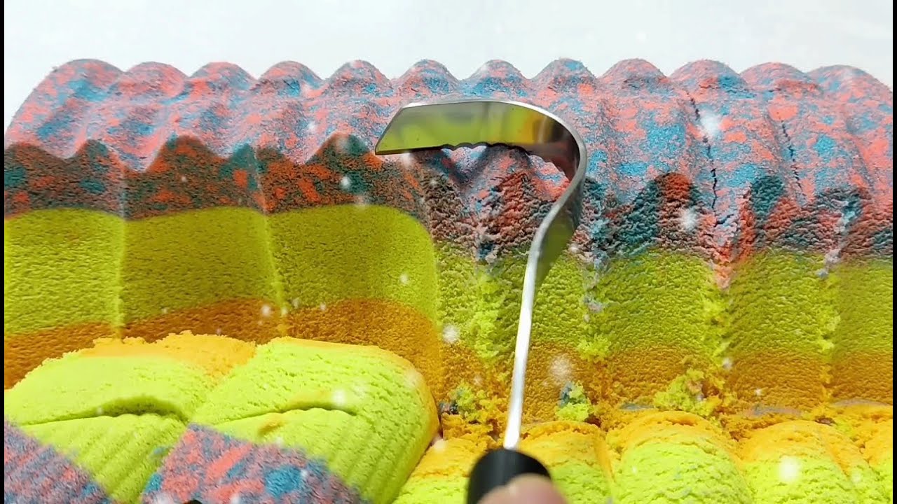 The Best Rainbow Crunchy Kinetic Sand Cutting Satisfying - YouTube