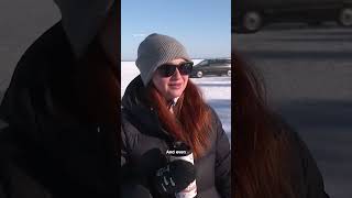 Ukrainians enjoy frozen river