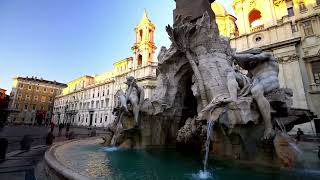 Baroque artistic style of Rome. Virtual tour of Piazza Navona in Rome Italy