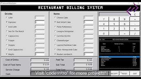 Restaurant Billing System in Python with Source Code - CodeAstro