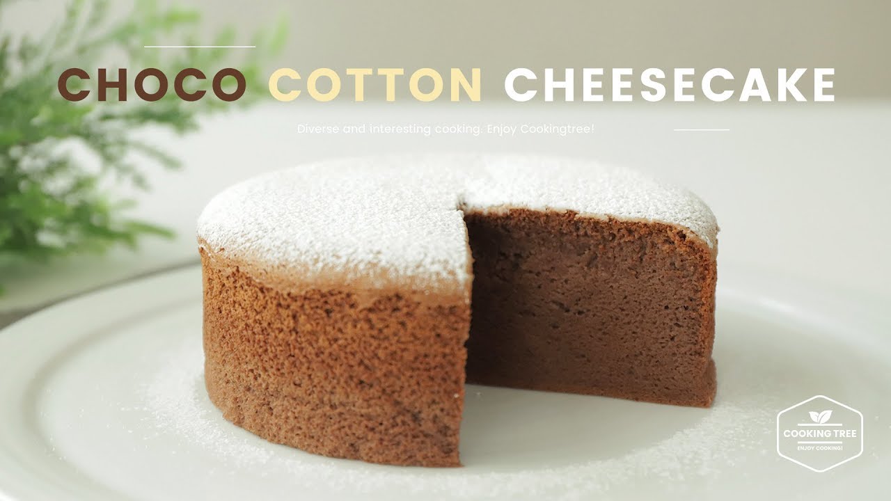 ⁣폭신촉촉~ღ˘‿˘ற꒱ 초코 코튼 치즈케이크 만들기 : Choco Cotton Cheesecake Recipe - Cooking tree 쿠킹트리*Cooking ASMR