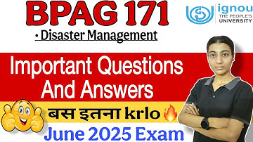 BPAG 171| Important Questions And Answers| June 2025 Exam|Ignou classes by Nisha|IGNOU