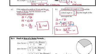 Extra: Arc Length & Sectors of Circles