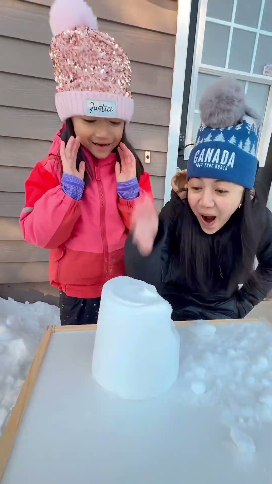 Mom’s snow prank on kid ???❤️??❄️☃️