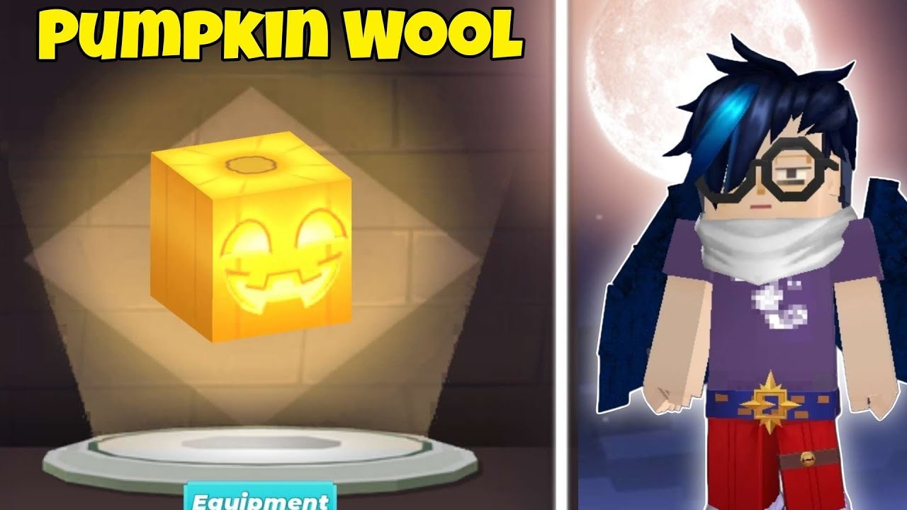 I Got The Pumpkin Wool Skin In BedWars Blockman Go