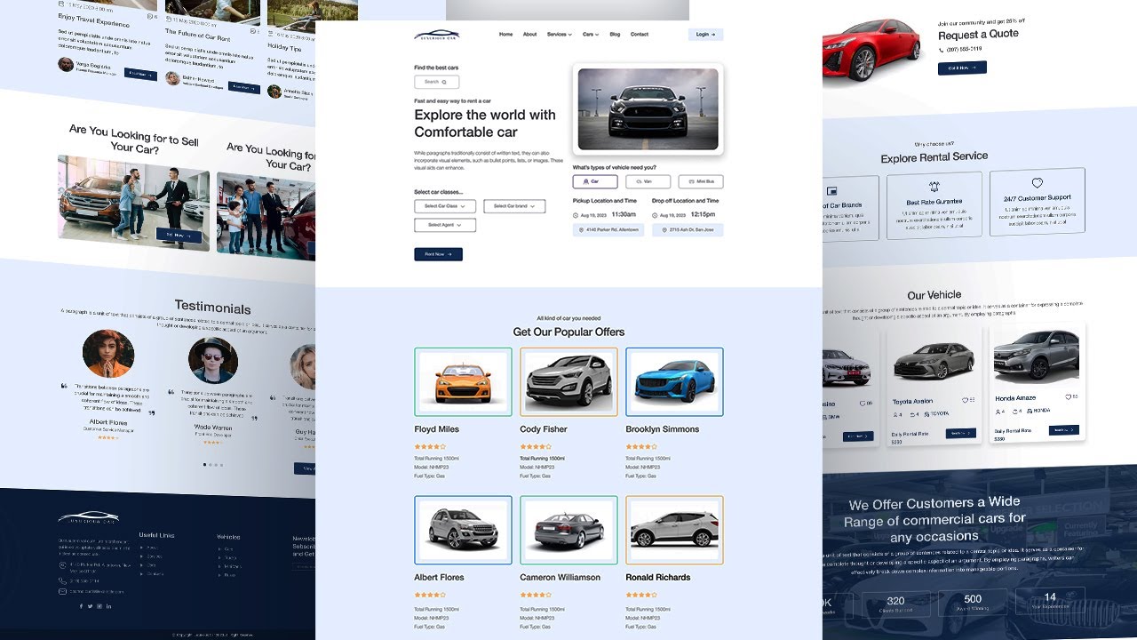 Car Rental Website Design in Figma | Car Website Design in Figma