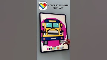 Pixel Art Coloring Book 🎨 Color by Number School Bus 🚌 | Relaxing Coloring Game #shorts