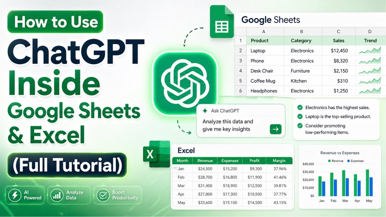 How to Use ChatGPT Inside Google Sheets & Excel | Full Tutorial - YouTube