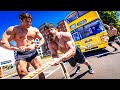 Vadim und johny aufm strongman  bus pull wettkampf