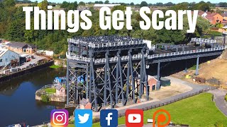 Canalboat Cruise To Anderton Boat Lift Gets Frightening As We Take Narrowboat to River Weaver. E86