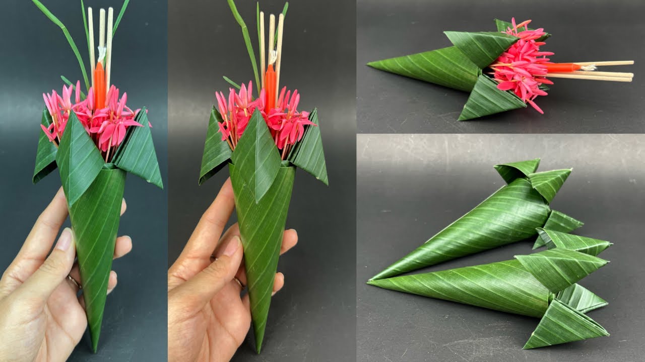 กรวยใบตองแบบที่ 2 | กรวยดอกไม้ไหว้ครู