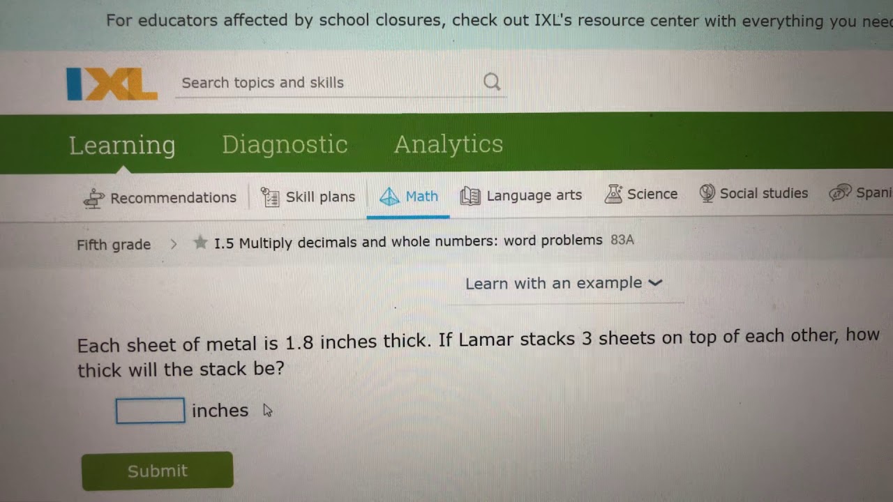 Multiplying decimal word problems IXL I.5 and I.6 - YouTube