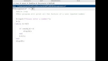 While Loop in Matlab / Examples with user