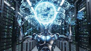 Ai Robot Conducting Holographic Data Orchestra Azure Data Flow Tech Symphony