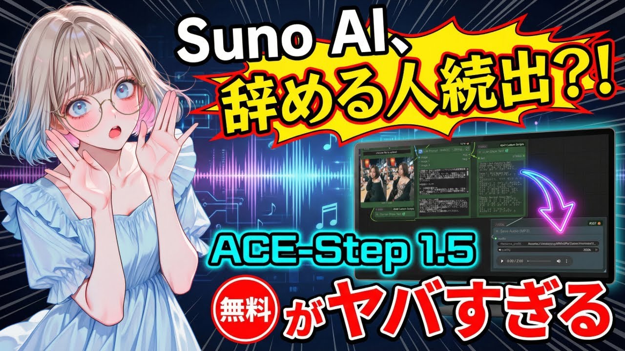 【衝撃】Suno超え？！完全無料の音楽生成AI『ACE-Step 1.5』が登場。ローカル環境で商用レベルの曲を量産する方法