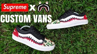 SUPREME X BAPE VANS CUSTOM! 