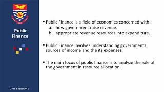 Public Finance Unit 1 Session 1