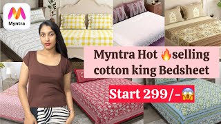 Premium Myntra pure cotton king Bedsheet collection 😍 || Start ₹299/-😎 #myntra #homedecor