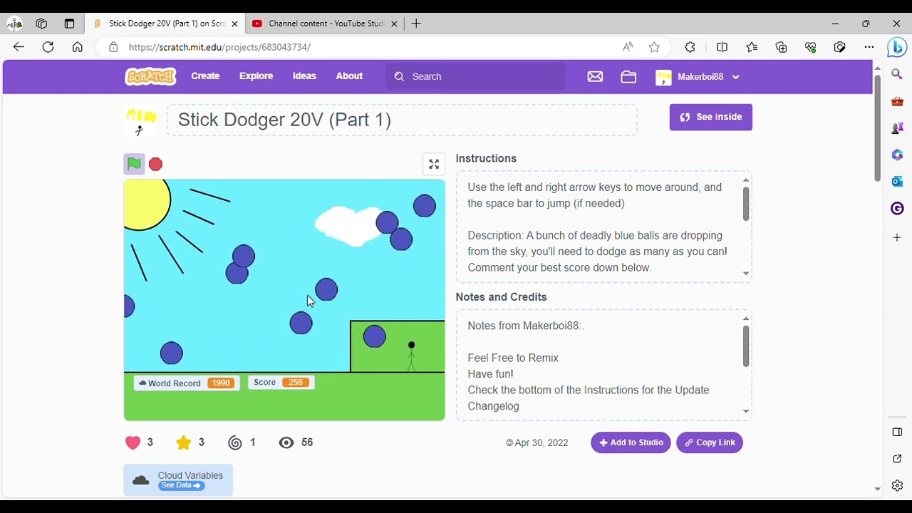Makerboi88 on Scratch - Makerboi88 plays Stickdodger: Attempt 1