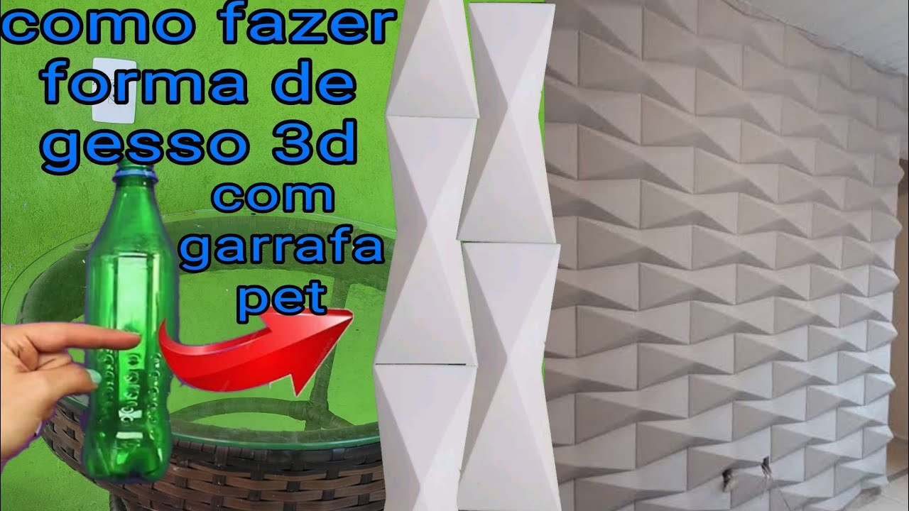 como fazer molde para placa de gesso 3D com carrafa pet com fazer forma de gesso 3D com garrafa pet