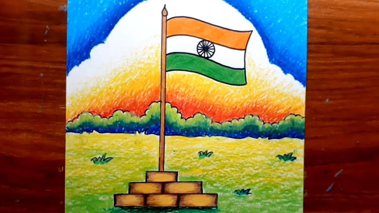 Easy Indian Flag Drawing for Independence Day | How to Draw a Boy holding Indian  Flag Step by Step | Flag drawing, Independence day drawing, Indian flag