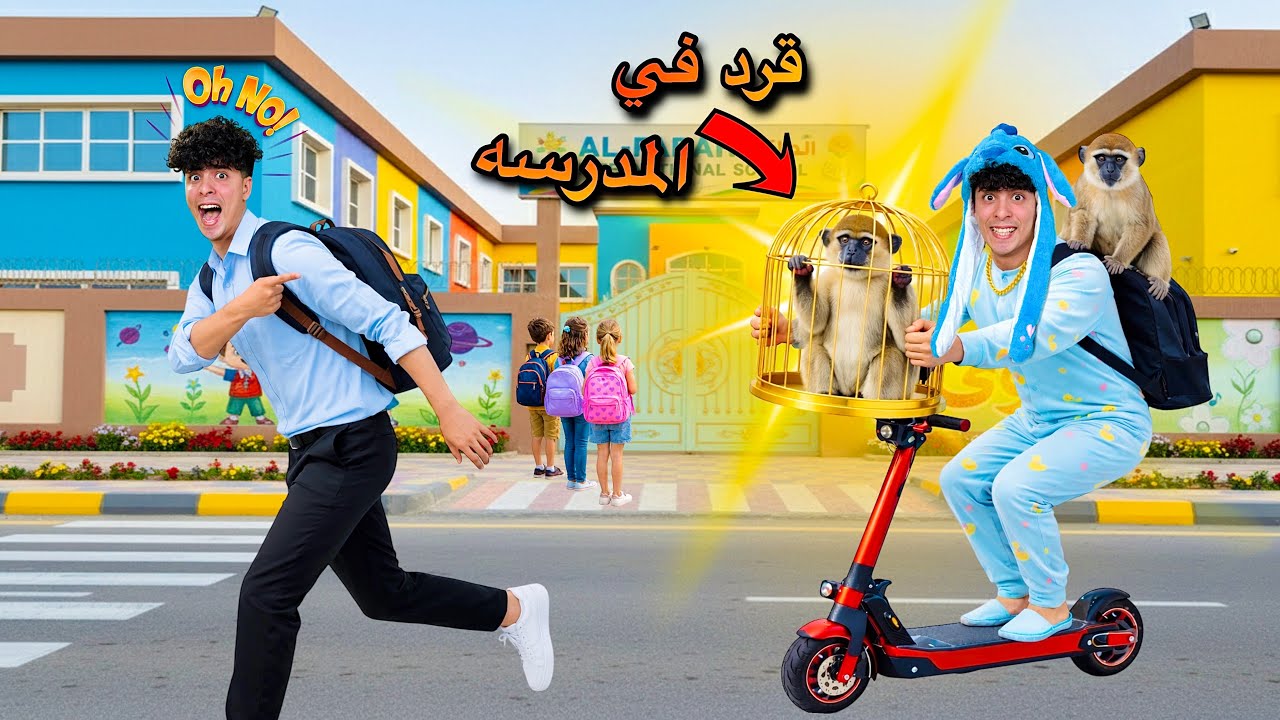 فيلم🔥لما اخوك يلاقي قرد في الشارع ويخدو المدرسه😂🦍(القرد الزكي)