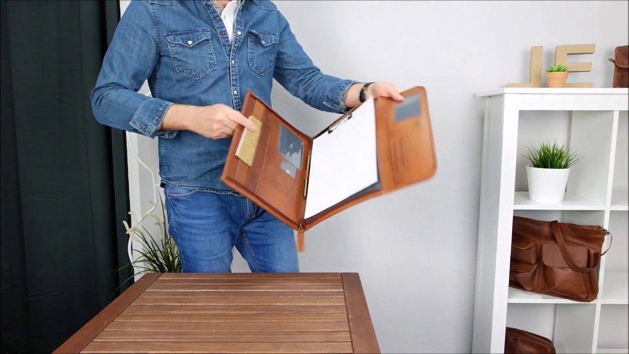 LECONI Aktenmappe DIN A4 Schreibmappe Damen Herren Leder ★ LE3069 ★