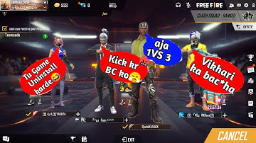 Three random player call me noob and I challenge 1v3 for custom room || garena free fire noob prank