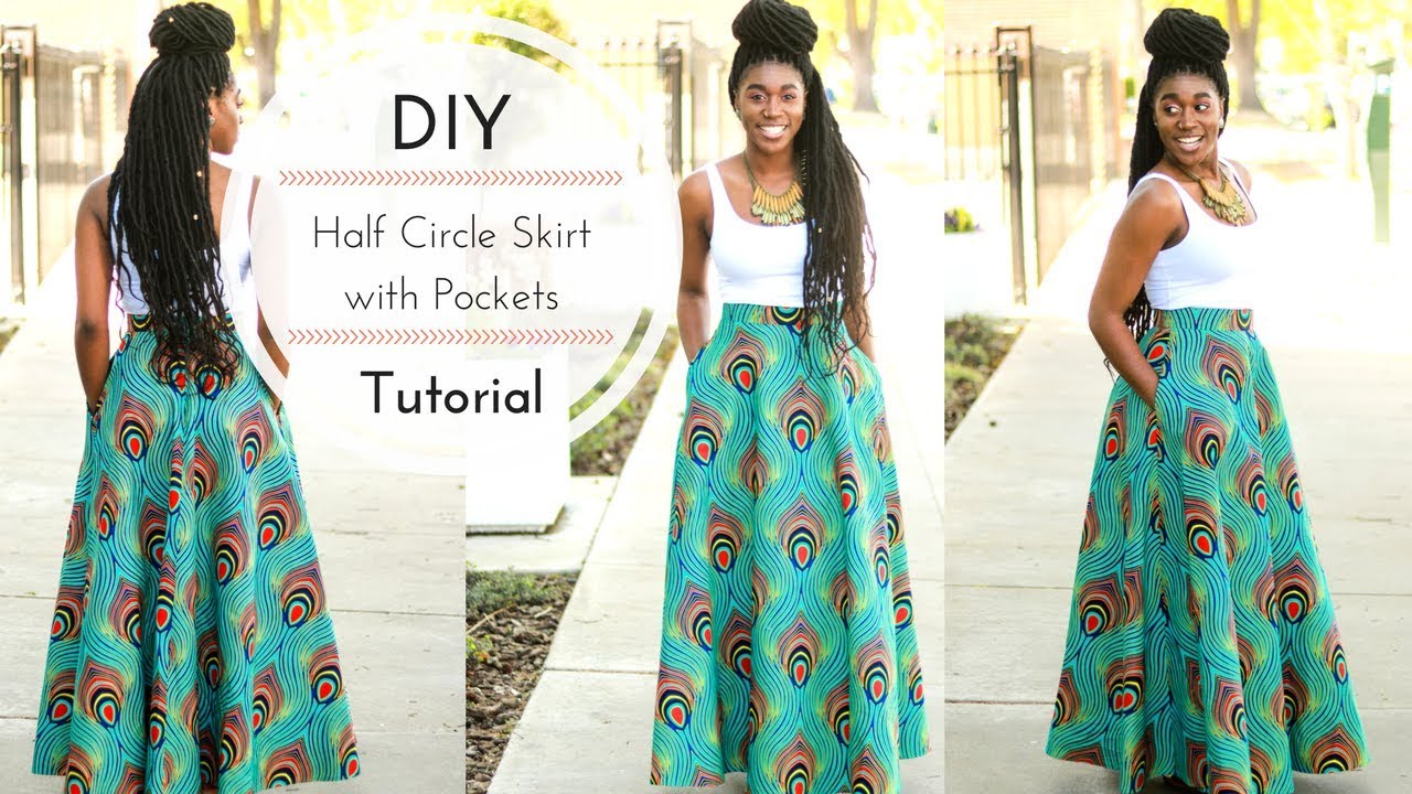 Diy Half Circle Skirt With Pockets Tutorial Part 1 Youtube