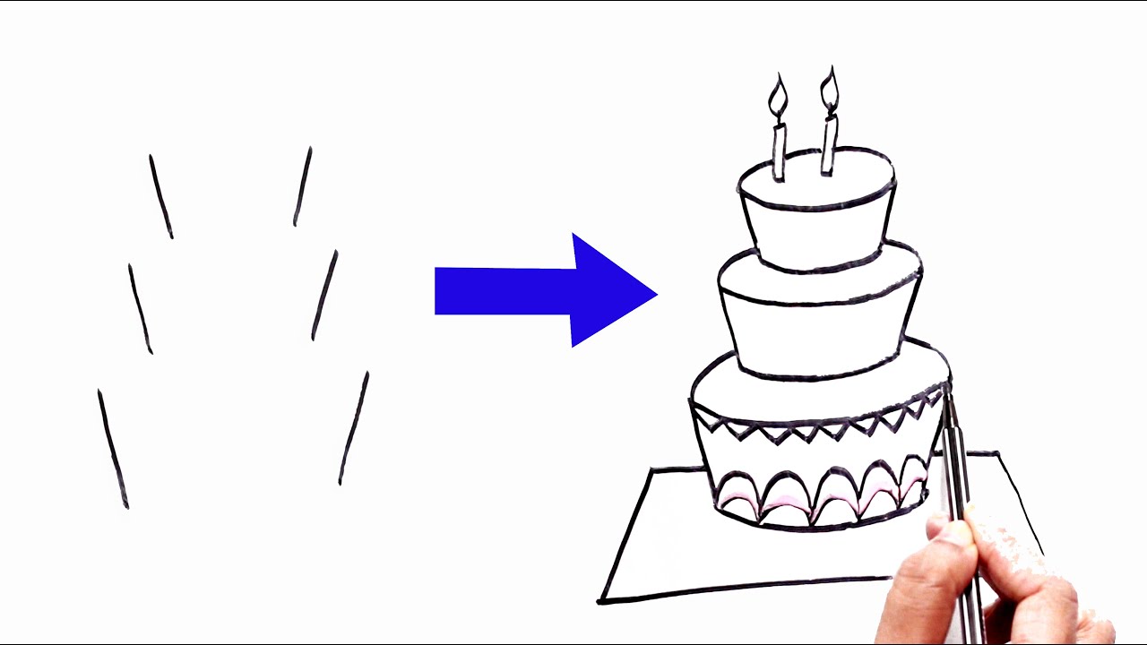 BIRTHDAY CAKE DRAWING | How to Draw a BirthDay Cake in 3 Easy ...