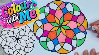 Relaxing Mandala Colouring 🌸 Bright & Colourful Flower Design  Colour With Me Video
