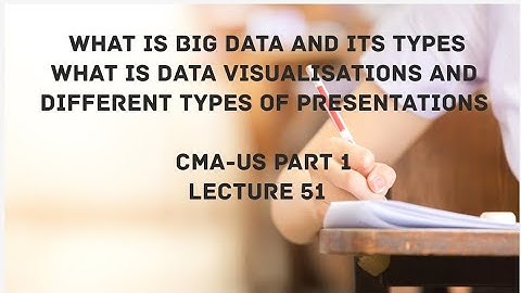 What is Big Data | What is Data Visualization | CMA (US)-PART 1 Lec 51