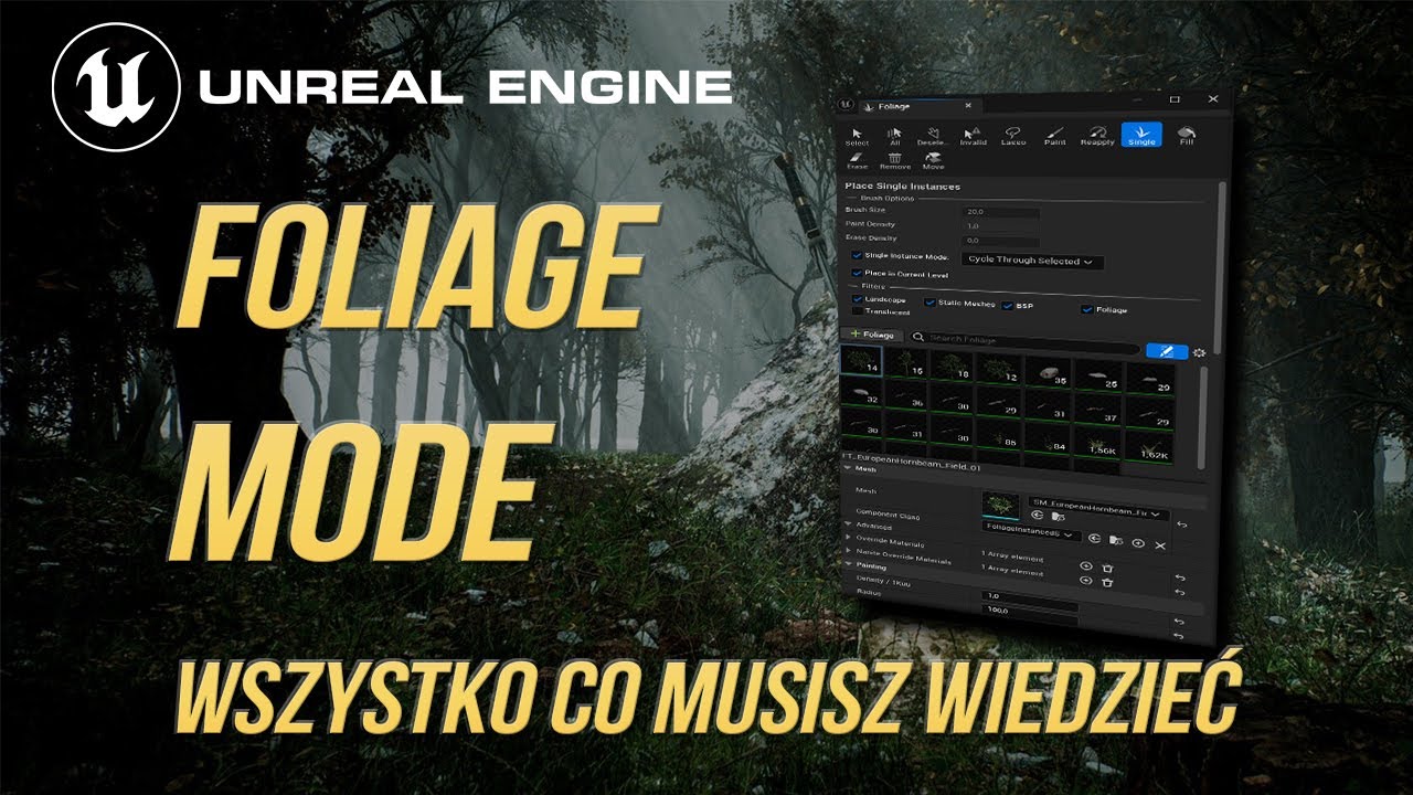 Unreal Engine 5 dla Początkujących: Foliage Mode Tutorial PL - YouTube