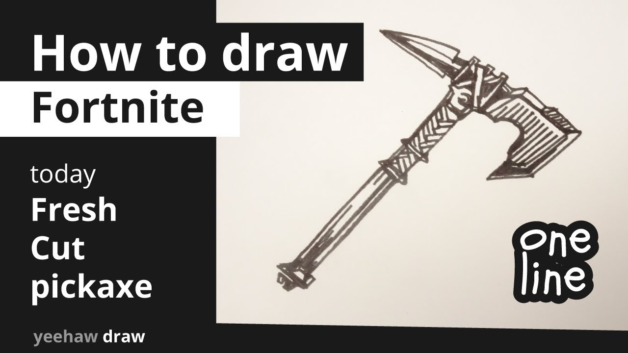 How to draw Fresh Cut pickaxe Fortnite One line challenge YouTube