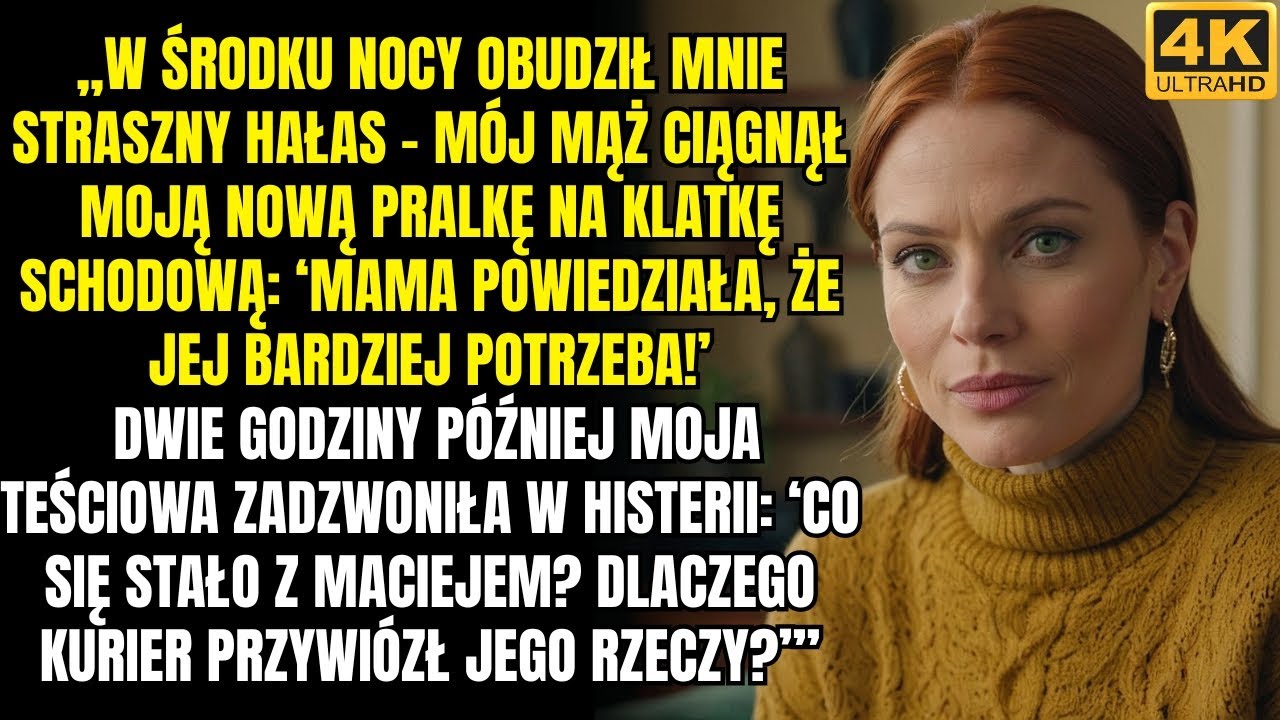 „W nocy obudził mnie hałas – mój mąż ciągnął moją pralkę do drzwi: ‘Mama powiedziała, że jej