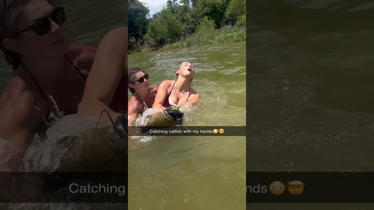 Sorry for my potty mouth mom😅I ain’t ever catch a catfish before #fishing #fish #noodling #catfish