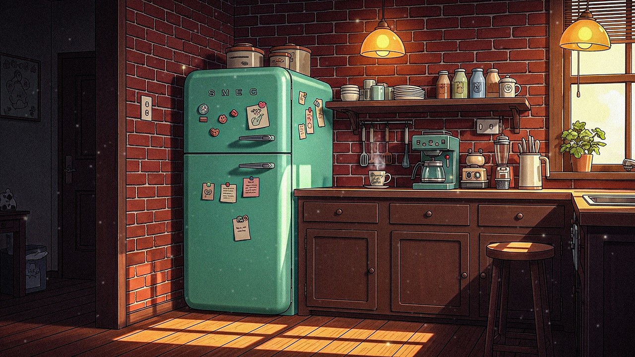 Cozy Retro Kitchen ☕ Lofi Chill Beats | Relaxing Night Ambience for ...