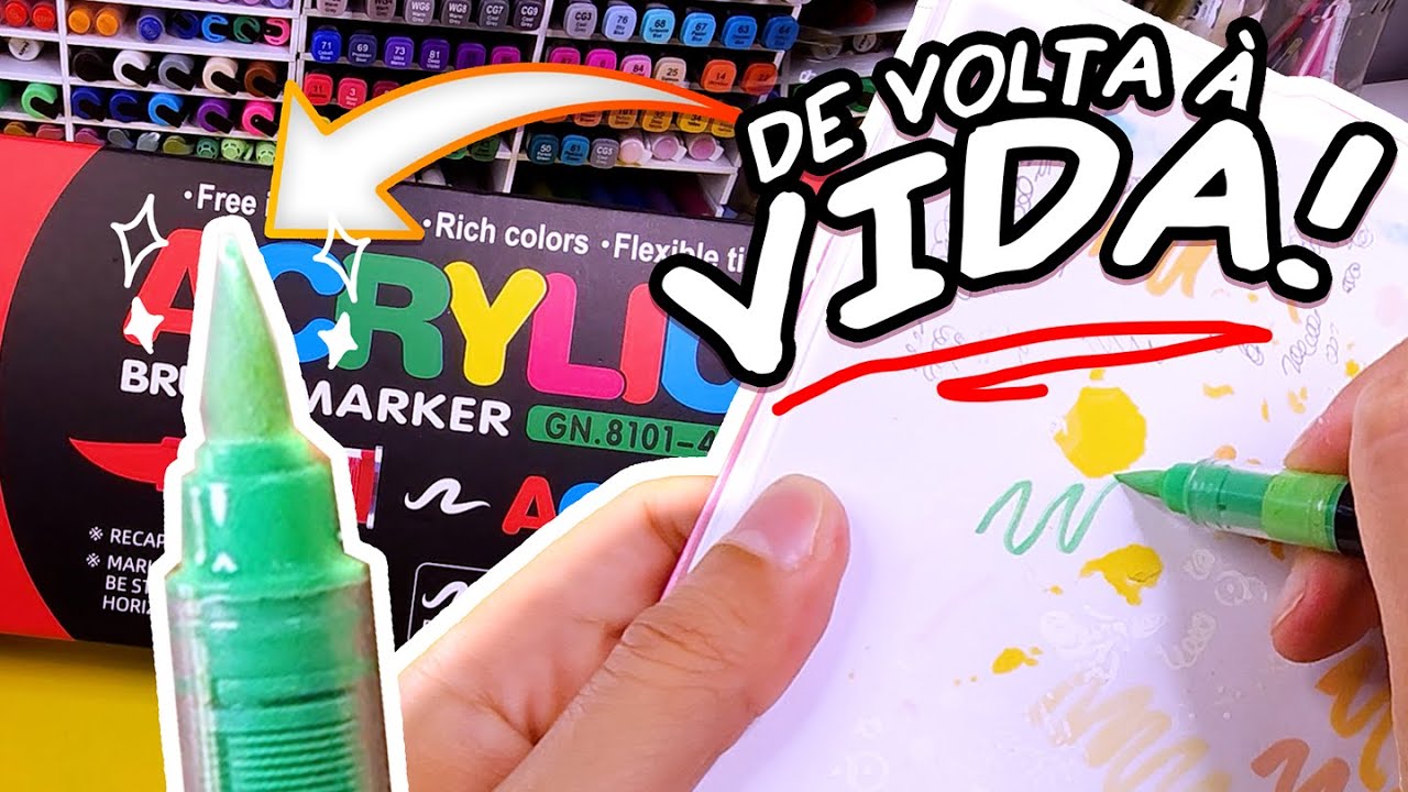 Como RECUPERAR canetas ACRILICAS Secas Sem Gastar Nada! | Thati inventa | Dicas & truques de ARTE ✨