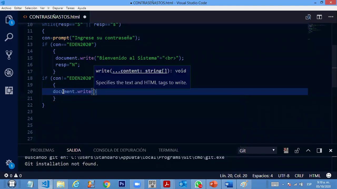 Programa de Contraseña en Javascript - YouTube
