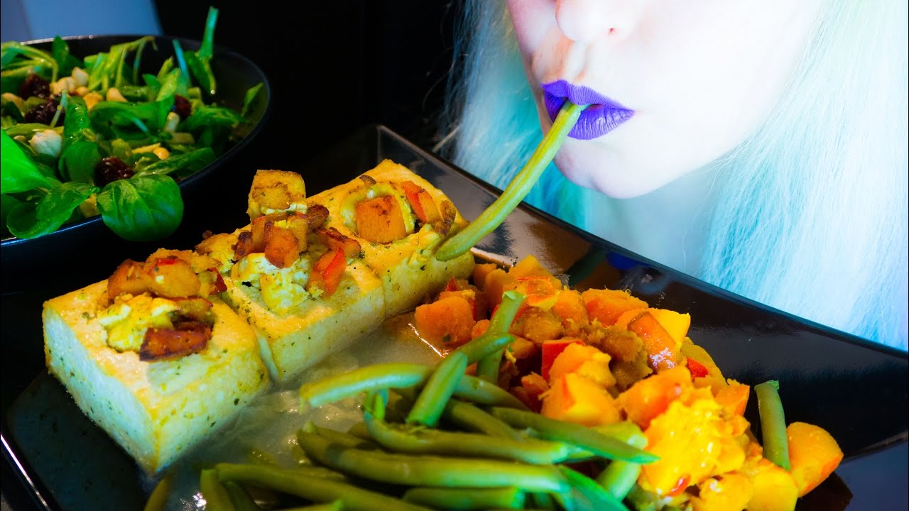 ASMR: Maple-Marinated Stuffed Tofu | Thanksgiving ~ Relaxing Eating Sounds [No Talking | Vegan] 😻