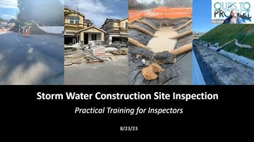 2023 Storm Water Construction Site Inspection Training