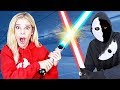 GAME MASTER FACE REVEAL after Battle Royale in Real Life (Learn how to use Lightsaber with new mask)