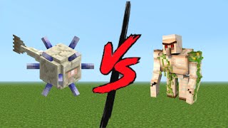 Elder Guardian vs Iron Golem in Minecraft Mob Battle