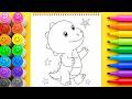 Cute Dinosaur Coloring for Kids | Learn Colors Easy Tutorial #satisfying #coloring