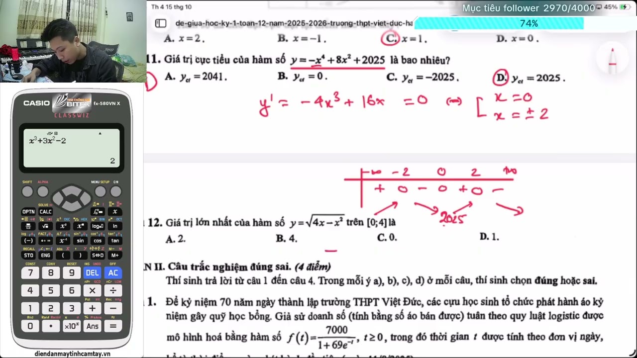 LIVE 16/10/2025 - TOÁN 12| ĐỀ THI GIỮA KÌ 1 VIỆT ĐỨC