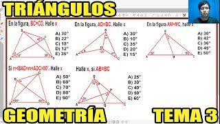 TRIANGULOS GEOMETRÍA (EJERCICIOS RESUELTOS-TEMA 3) Parte 1 (NIVEL INTERMEDIO-AVANZADO)